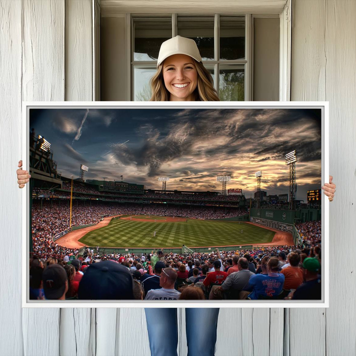 53432-MGV-CV-36X24-Boston Red Sox Baseball Team Print - Massachusetts Fenway Park Stadium Wall Art Canvas Print