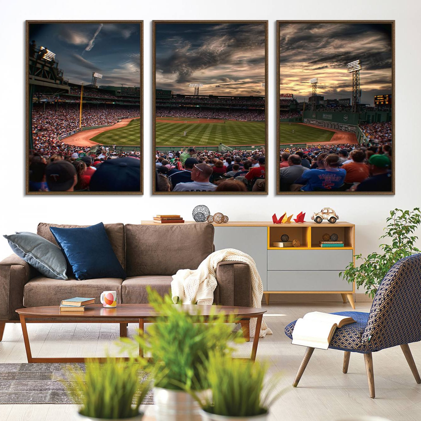 53432-MGV-CV-36X24-Boston Red Sox Baseball Team Print - Massachusetts Fenway Park Stadium Wall Art Canvas Print