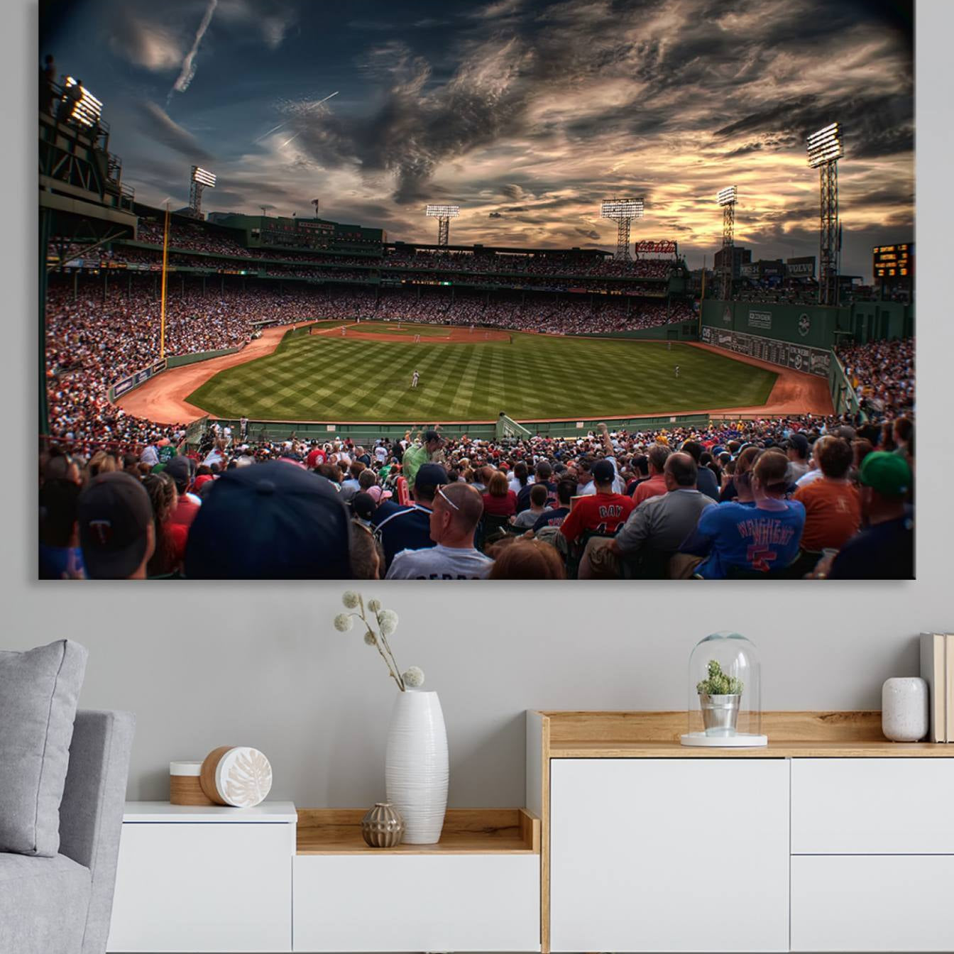 53432-MGV-CV-36X24-Boston Red Sox Baseball Team Print - Massachusetts Fenway Park Stadium Wall Art Canvas Print