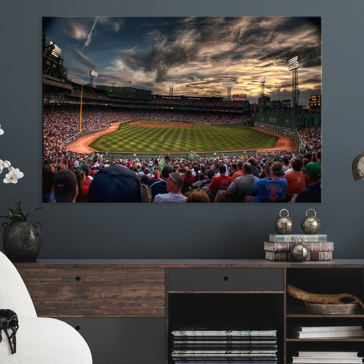 53432-MGV-CV-36X24-Boston Red Sox Baseball Team Print - Massachusetts Fenway Park Stadium Wall Art Canvas Print