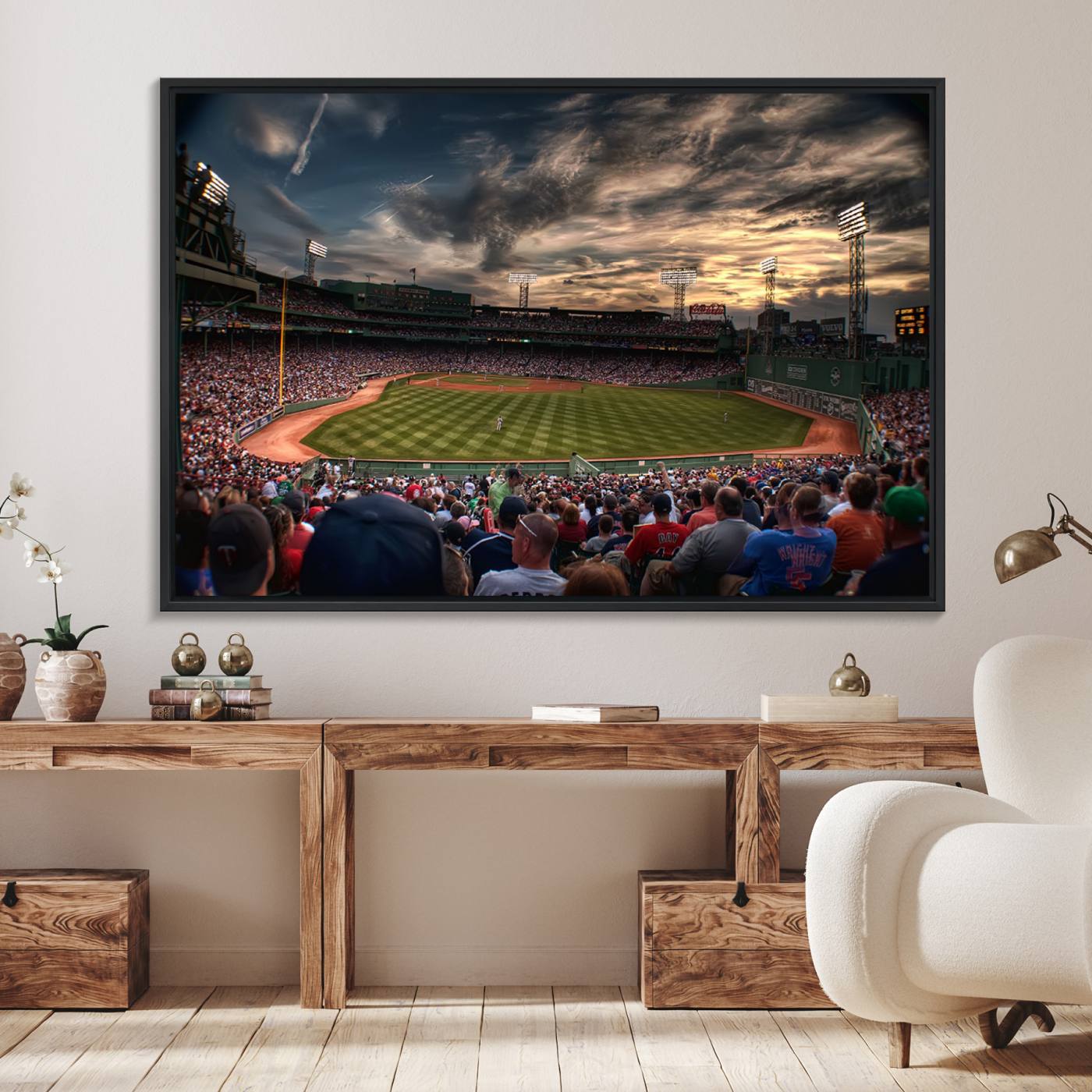 53432-MGV-FC-36X24_Black-Boston Red Sox Baseball Team Print - Massachusetts Fenway Park Stadium Wall Art Canvas Print