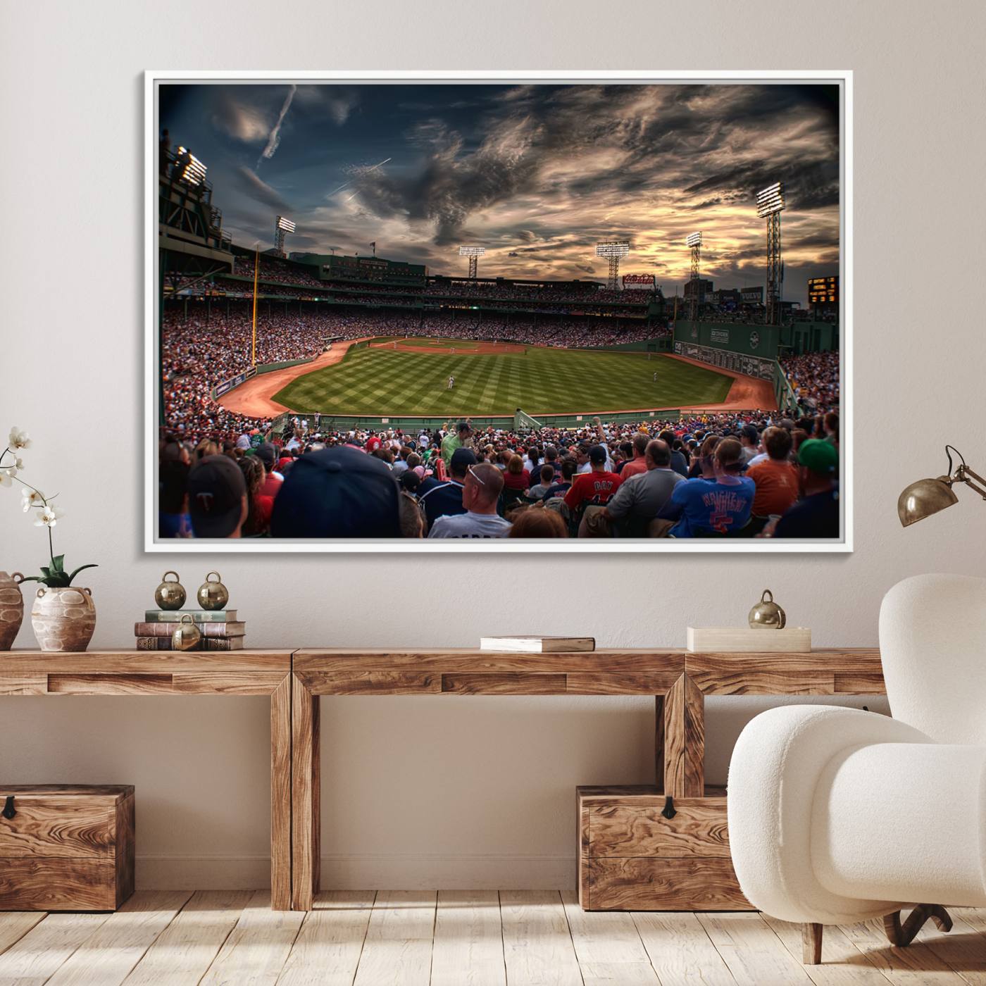 53432-MGV-FC-36X24_White-Boston Red Sox Baseball Team Print - Massachusetts Fenway Park Stadium Wall Art Canvas Print