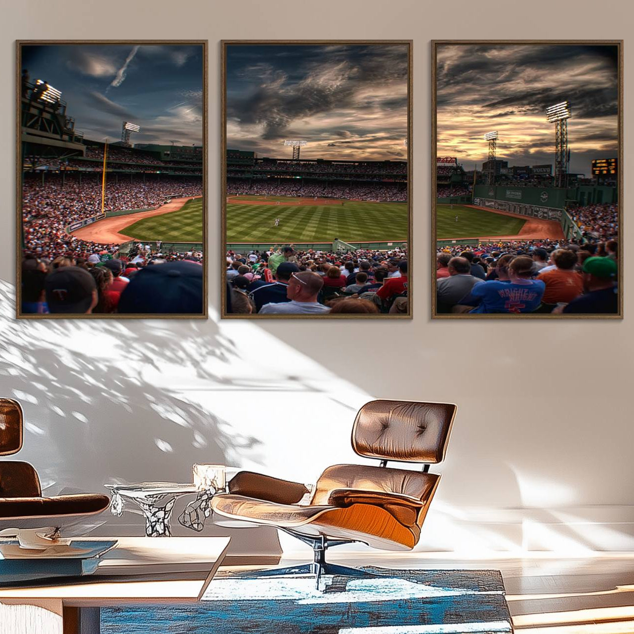 53432-MGV-FC-60X30-3P_Walnut-Boston Red Sox Baseball Team Print - Massachusetts Fenway Park Stadium Wall Art Canvas Print