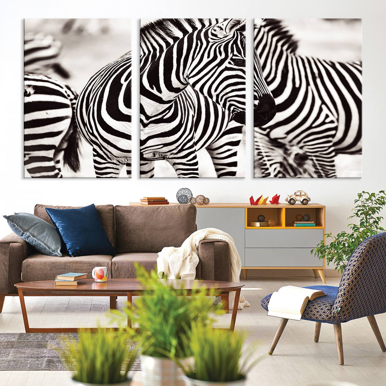 -Brilliant Zebra Photography Art Canvas Print Black and White