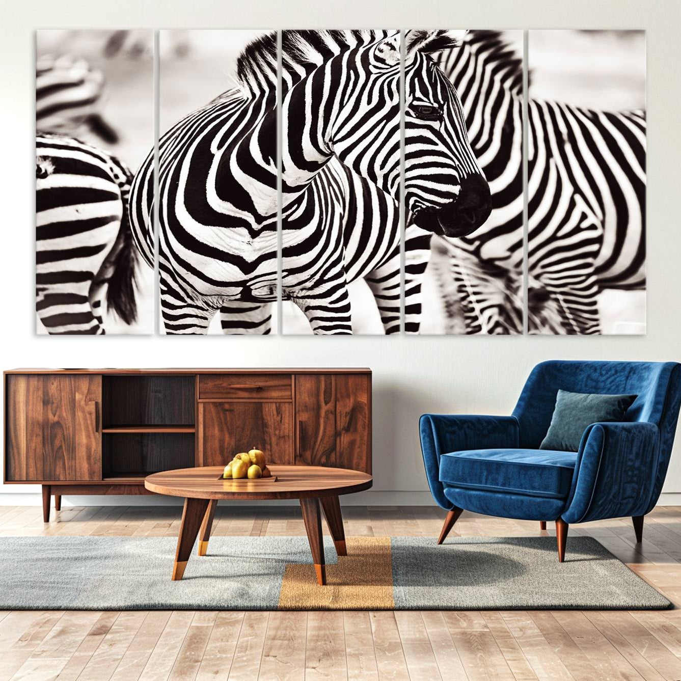 -Brilliant Zebra Photography Art Canvas Print Black and White