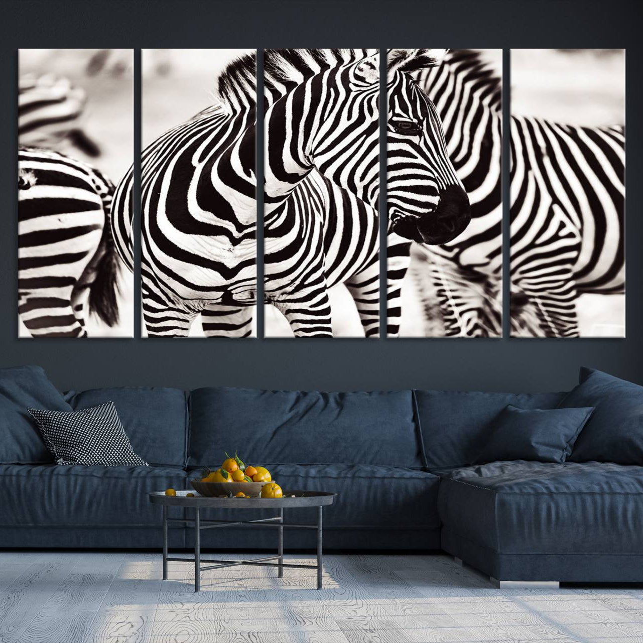 -Brilliant Zebra Photography Art Canvas Print Black and White