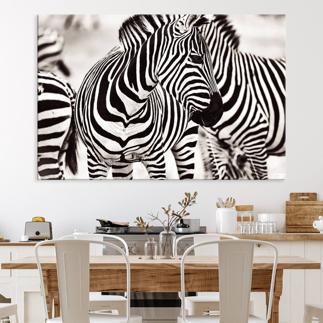 16897-MGV-CV-36X24-Brilliant Zebra Photography Art Canvas Print Black and White