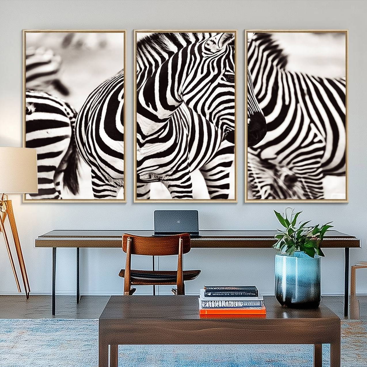 16897-MGV-FC-48X32-3P_Natural-Brilliant Zebra Photography Art Canvas Print Black and White