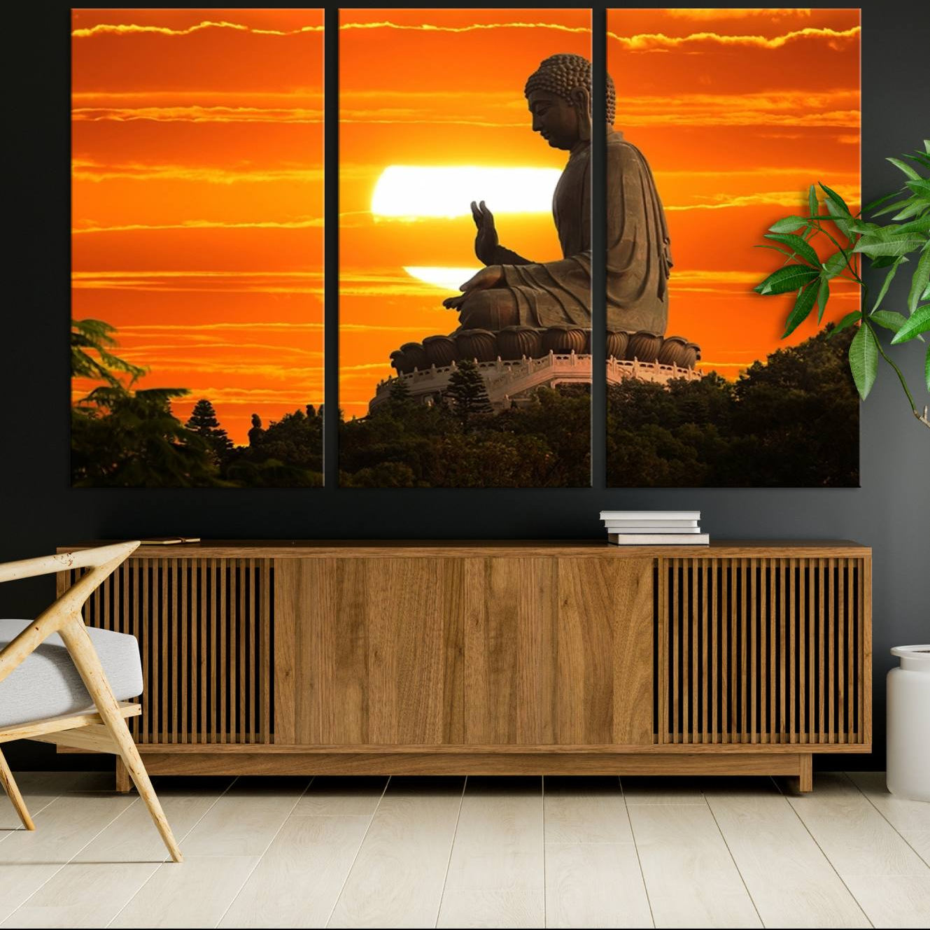 -Buddha Statue at Sunset Canvas Print