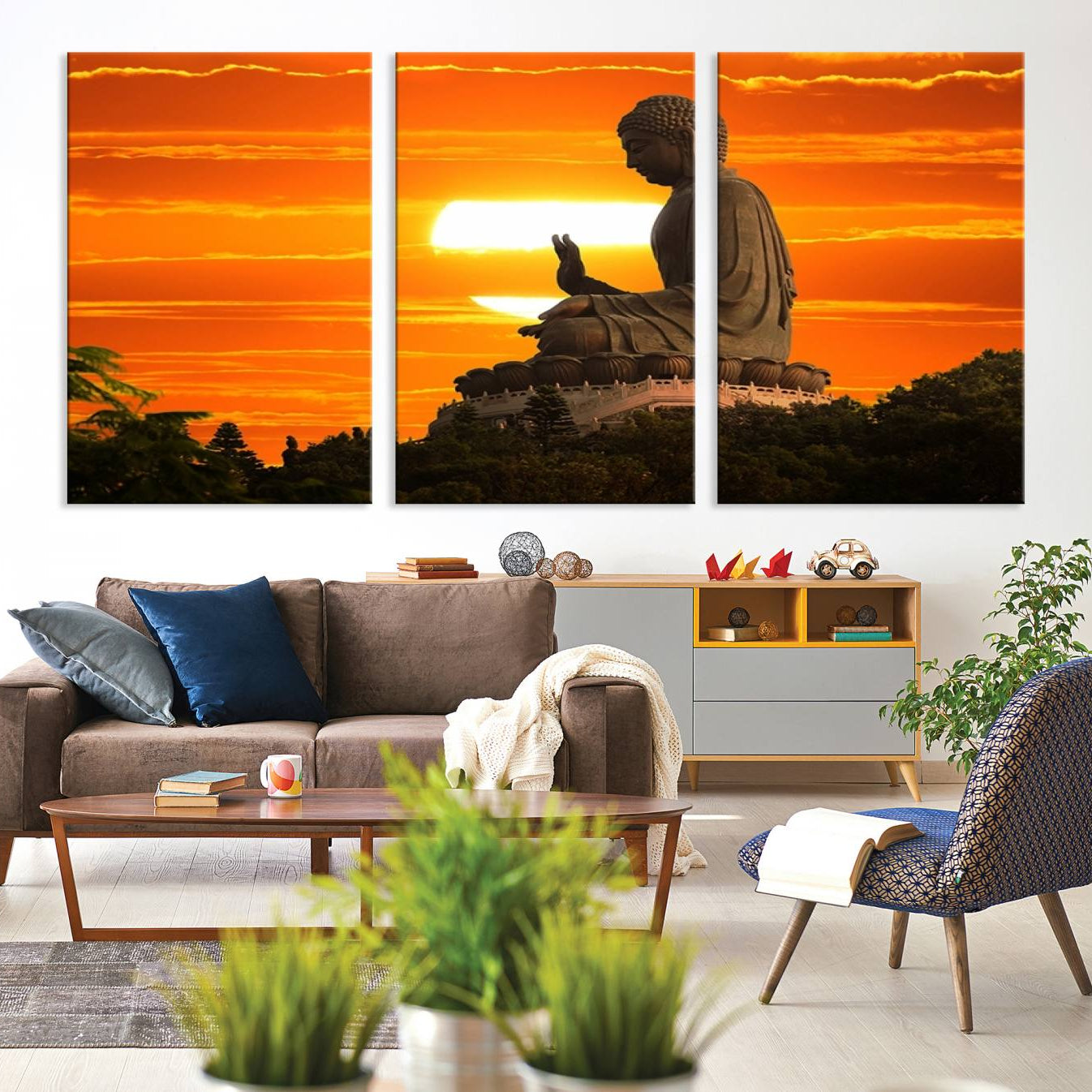 -Buddha Statue at Sunset Canvas Print
