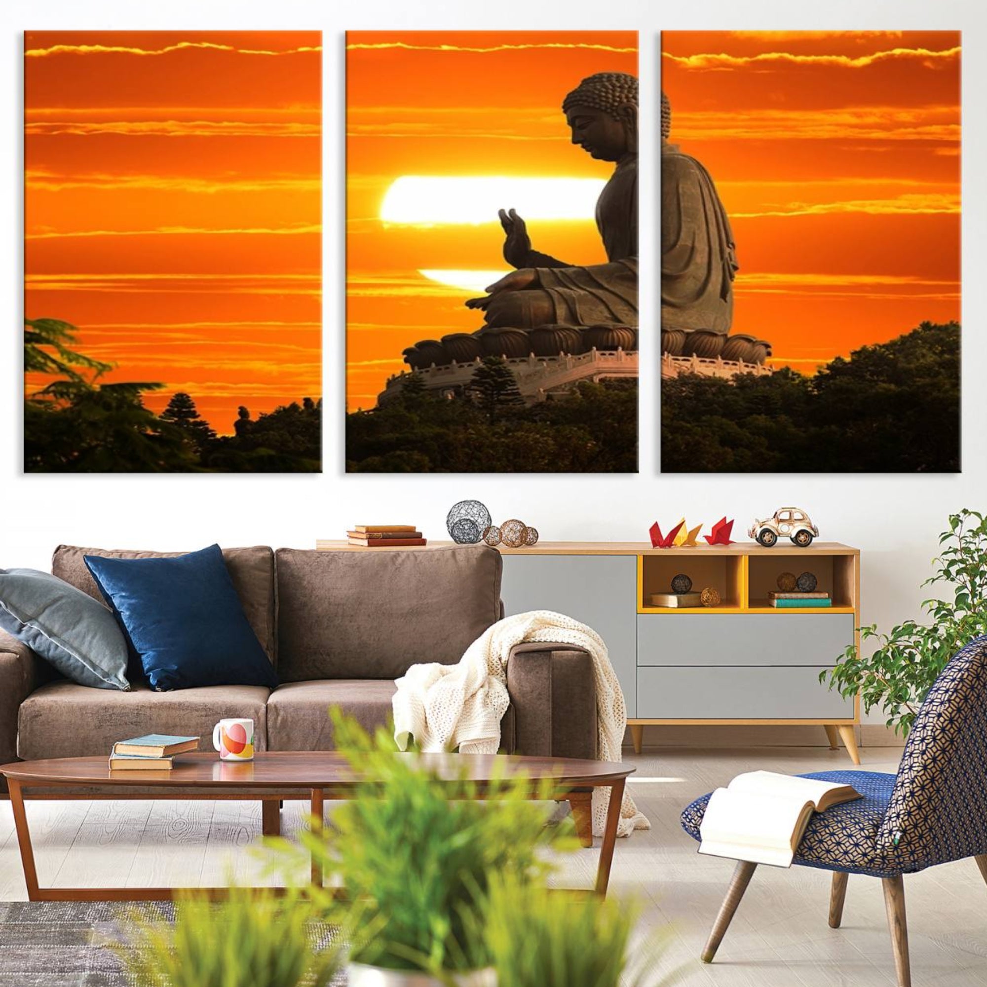 90122-MGV-CV-36X24-Buddha Statue at Sunset Canvas Print
