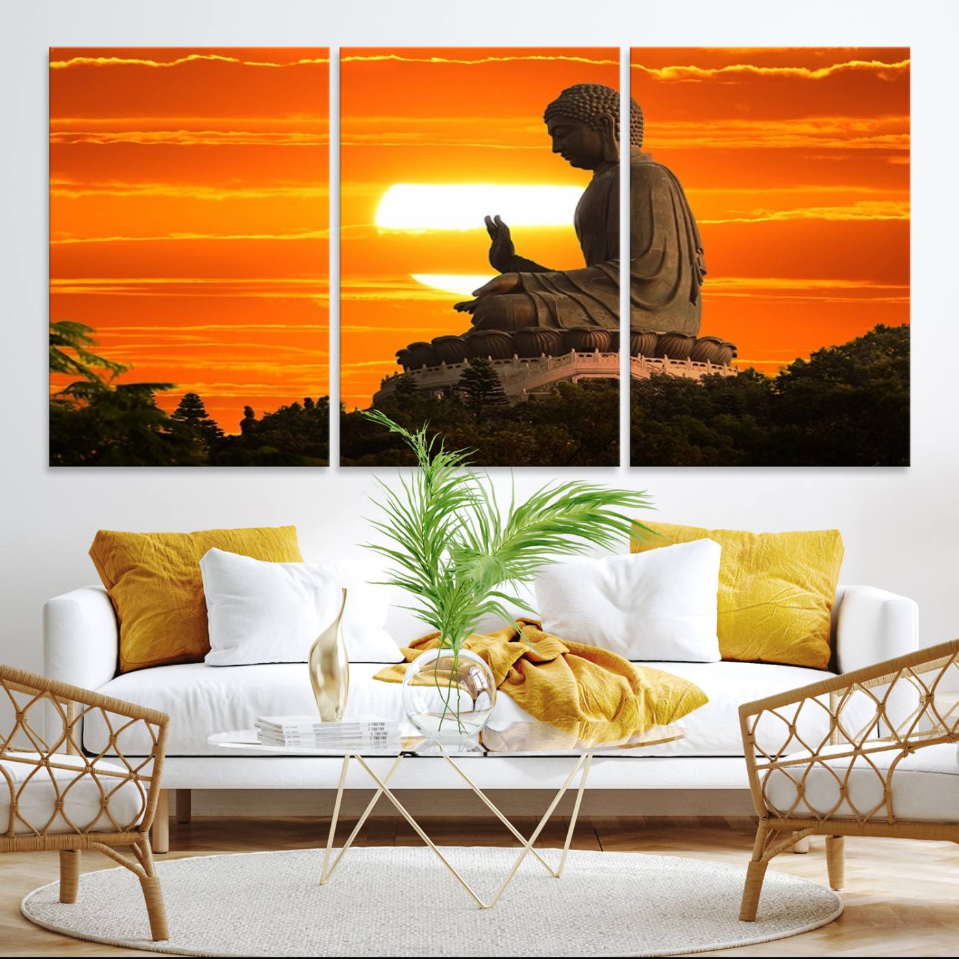 -Buddha Statue at Sunset Canvas Print