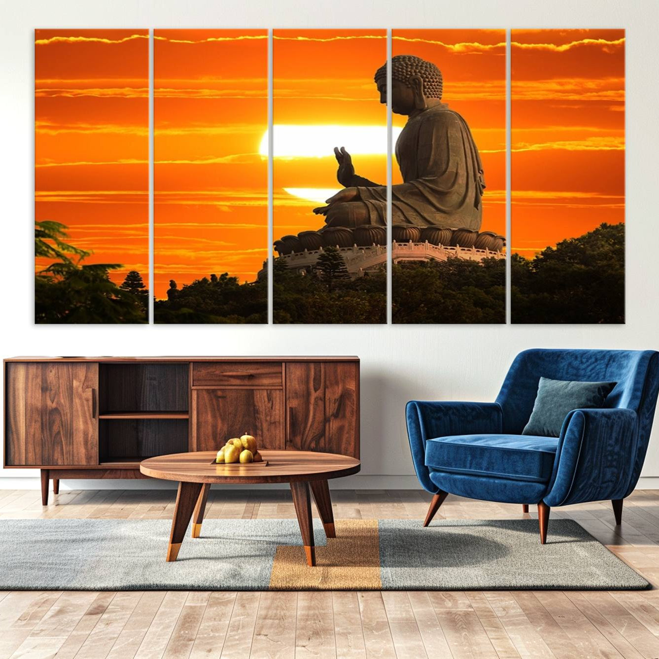 -Buddha Statue at Sunset Canvas Print