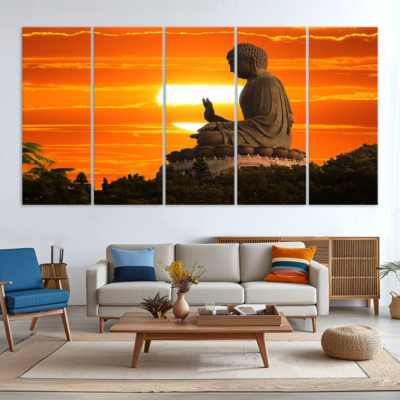 -Buddha Statue at Sunset Canvas Print