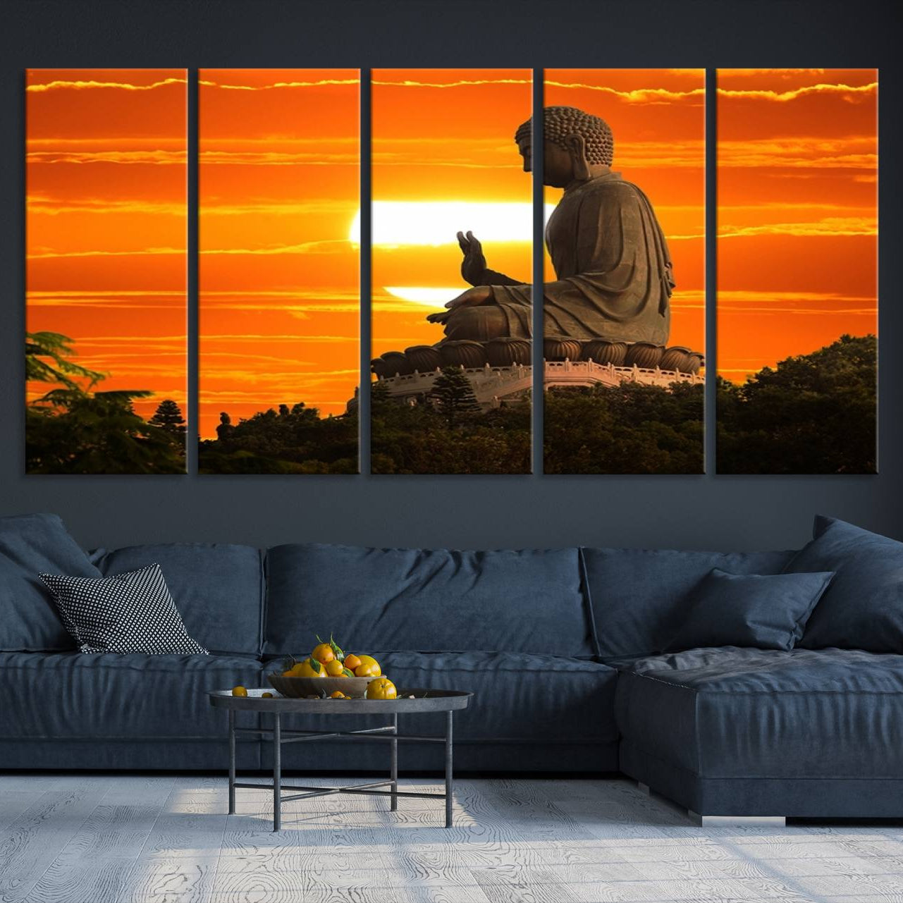 -Buddha Statue at Sunset Canvas Print