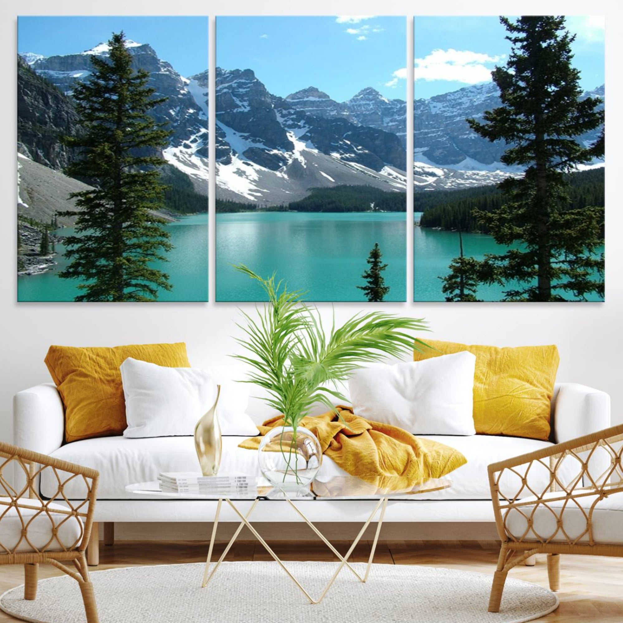 77348-MGV-CV-36X24-Canadian Rockies Moraine Lake Landscape Canvas Print, Turquoise Lake & Mountain View Wall Art, Ready