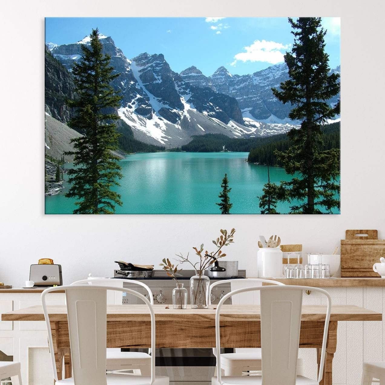 77348-MGV-CV-36X24-Canadian Rockies Moraine Lake Landscape Canvas Print, Turquoise Lake & Mountain View Wall Art, Ready
