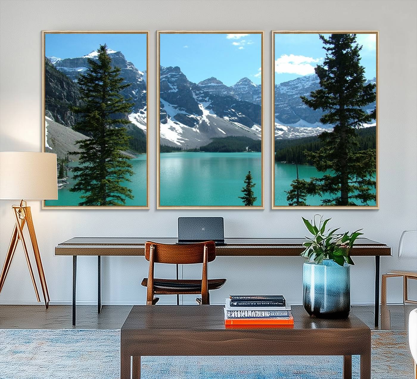 77348-MGV-FC-48X32-3P_Natural-Canadian Rockies Moraine Lake Landscape Canvas Print, Turquoise Lake & Mountain View Wall Art, Ready