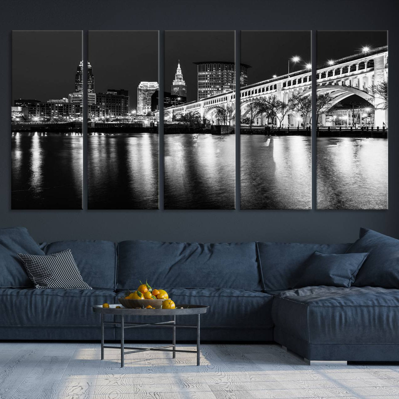 -Cleveland Night Skyline Wall Art City Cityscape Canvas Print