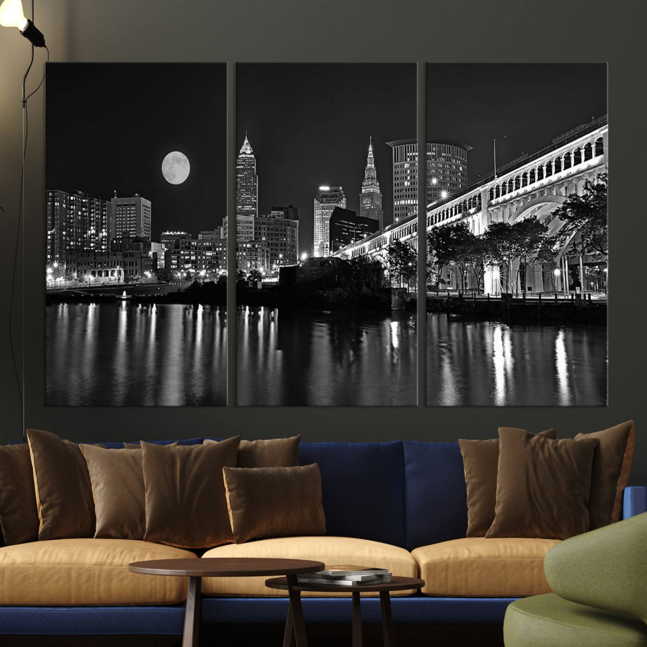 -Cleveland Night Skyline Wall Art City Cityscape Canvas Print