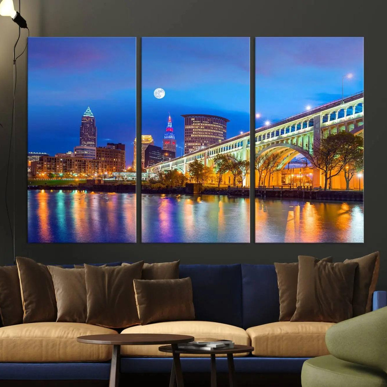 -Cleveland Night Skyline Wall Art City Cityscape Canvas Print
