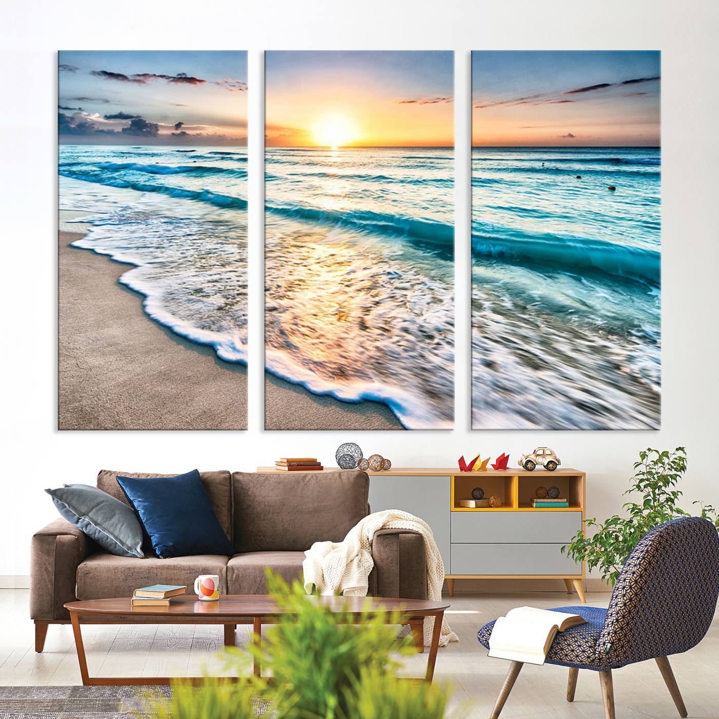 27815-MGV-CV-36X24-Coastal Sunset Wall Art Canvas, Ocean Beach Canvas Wall Art Beach Canvas, Coastal Sunset Tropical