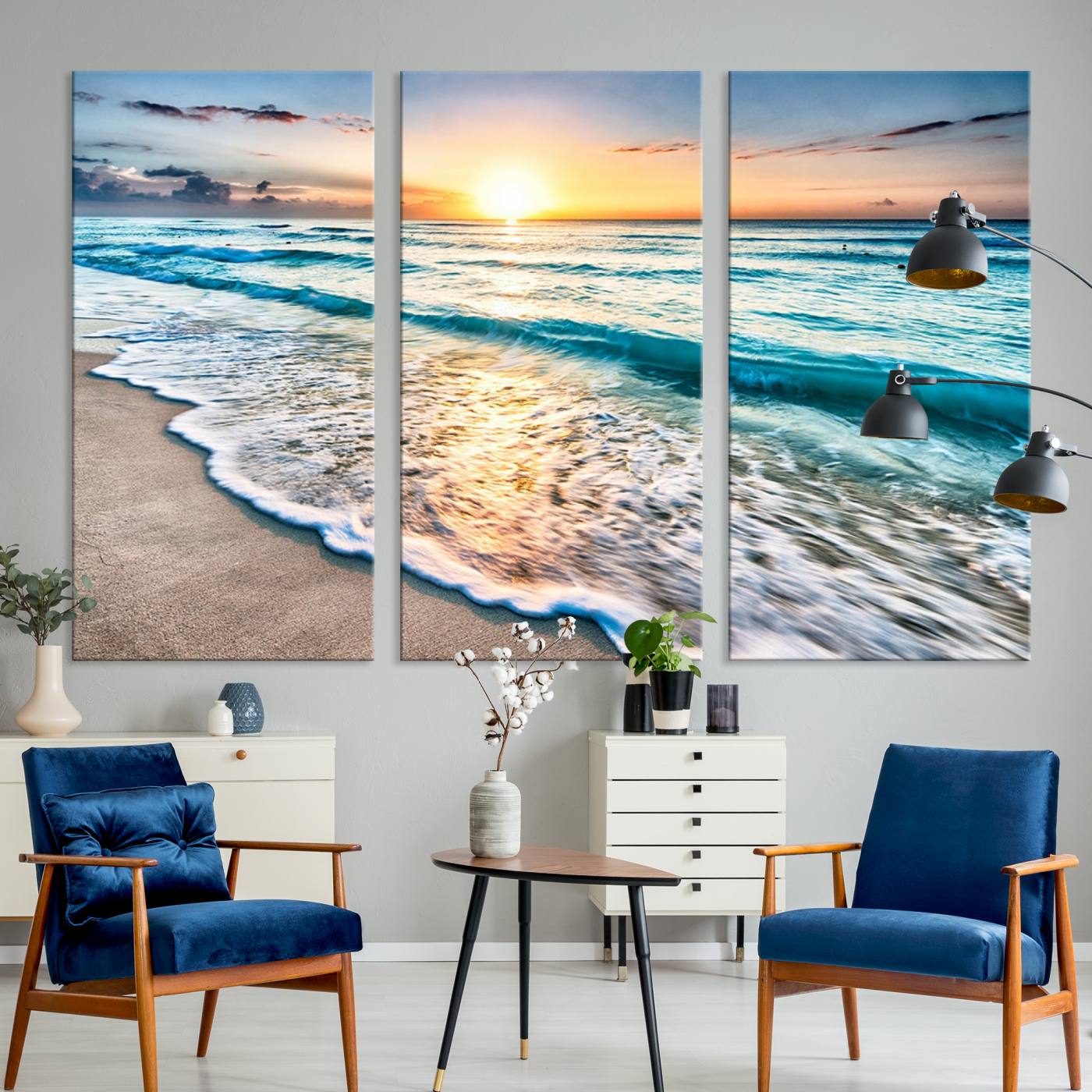 27815-MGV-CV-36X24-Coastal Sunset Wall Art Canvas, Ocean Beach Canvas Wall Art Beach Canvas, Coastal Sunset Tropical