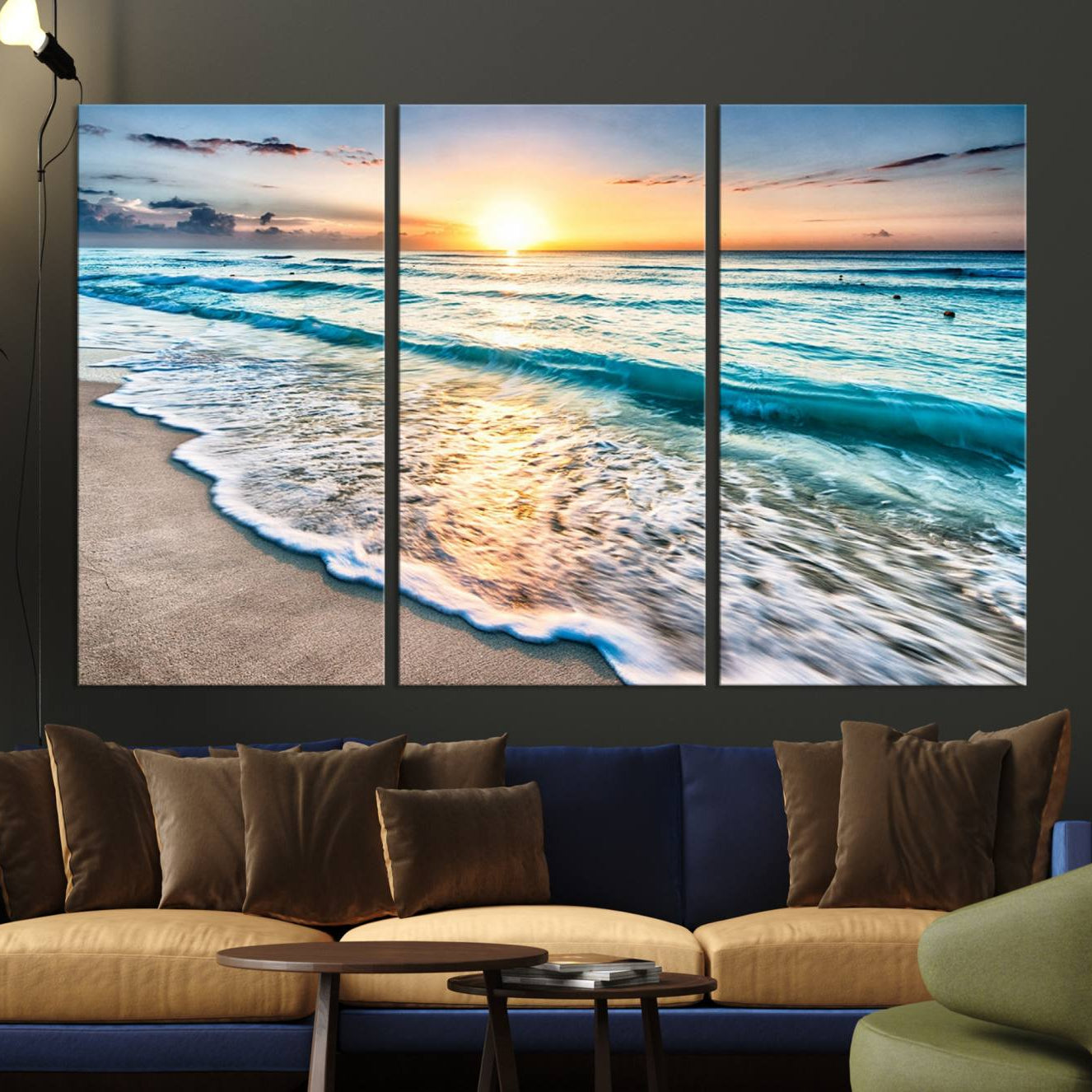 27815-MGV-CV-36X24-Coastal Sunset Wall Art Canvas, Ocean Beach Canvas Wall Art Beach Canvas, Coastal Sunset Tropical