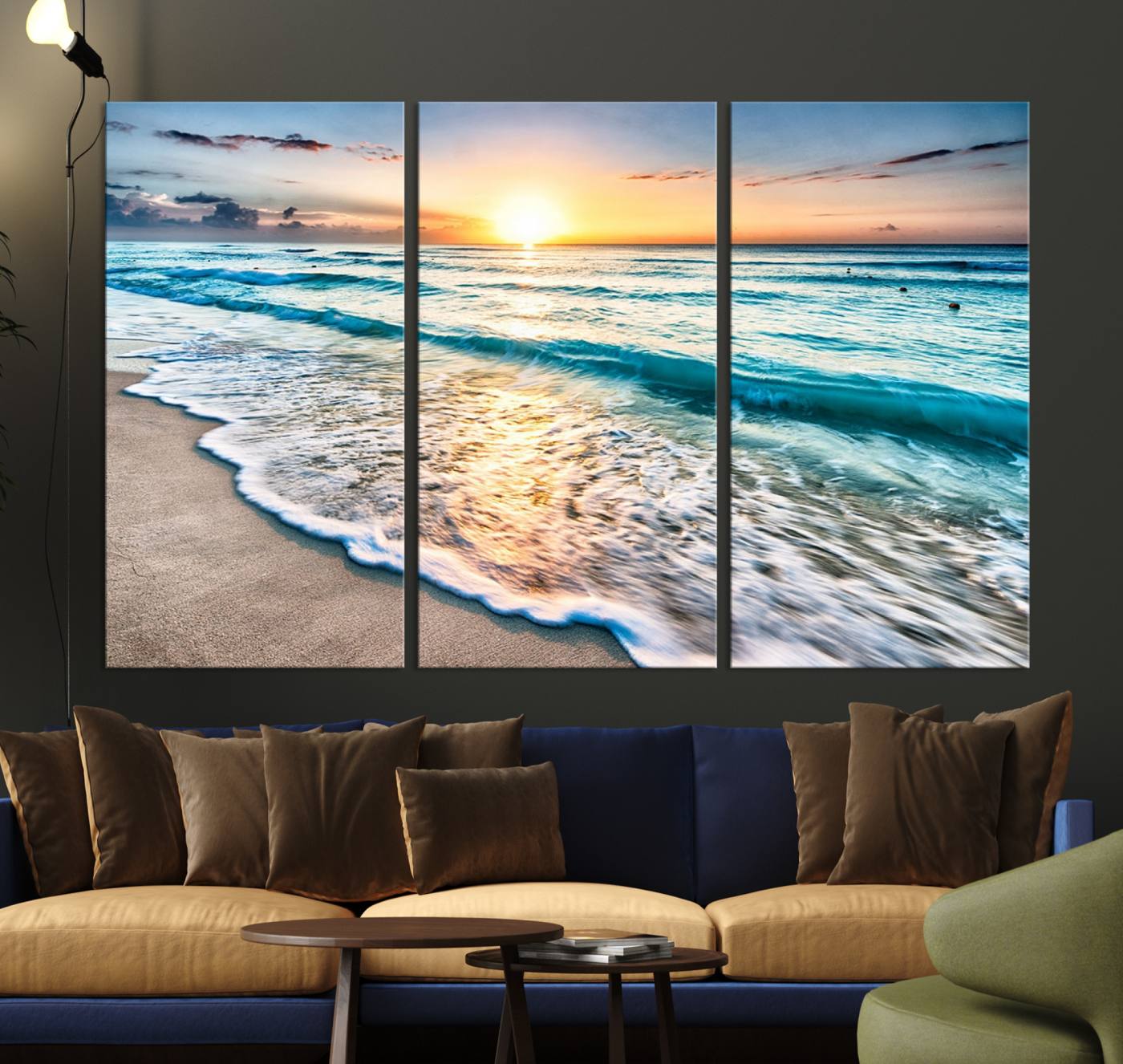 27815-MGV-CV-36X24-Coastal Sunset Wall Art Canvas, Ocean Beach Canvas Wall Art Beach Canvas, Coastal Sunset Tropical