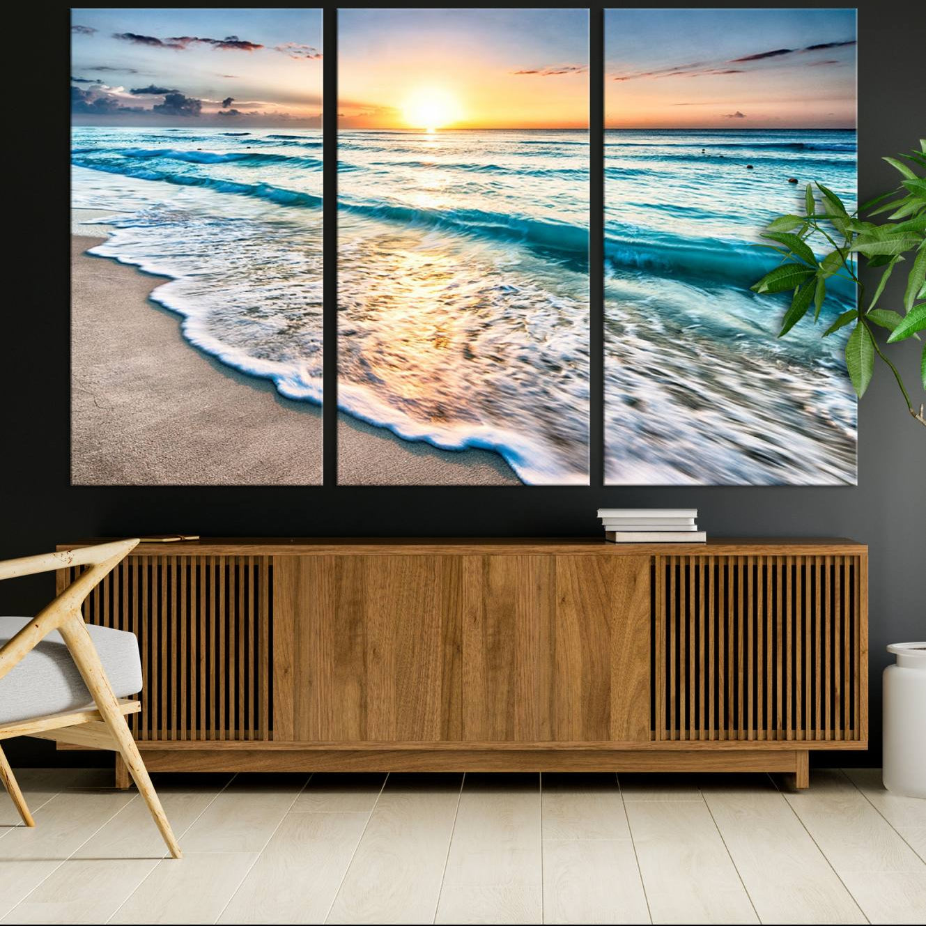27815-MGV-CV-36X24-Coastal Sunset Wall Art Canvas, Ocean Beach Canvas Wall Art Beach Canvas, Coastal Sunset Tropical