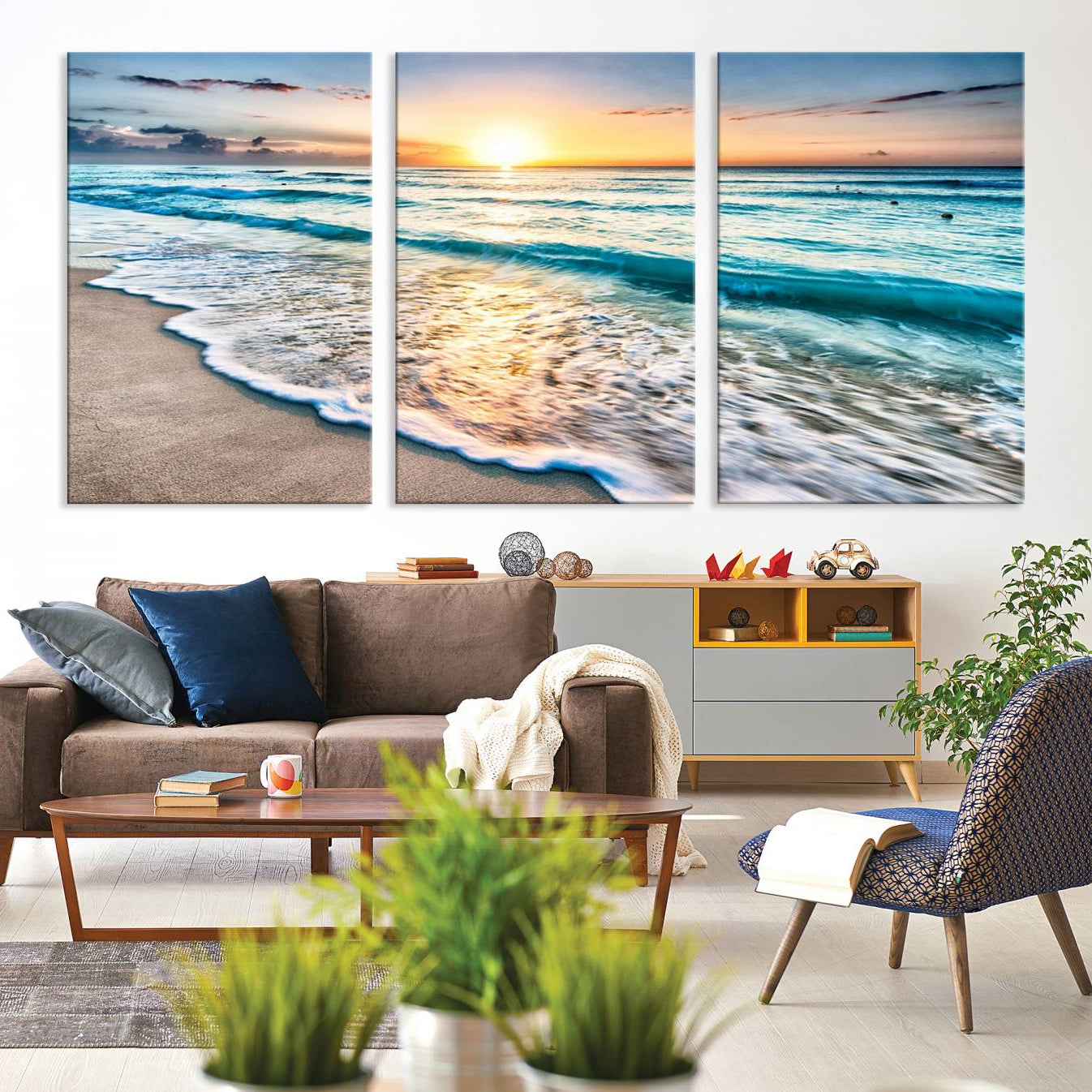 27815-MGV-CV-36X24-Coastal Sunset Wall Art Canvas, Ocean Beach Canvas Wall Art Beach Canvas, Coastal Sunset Tropical