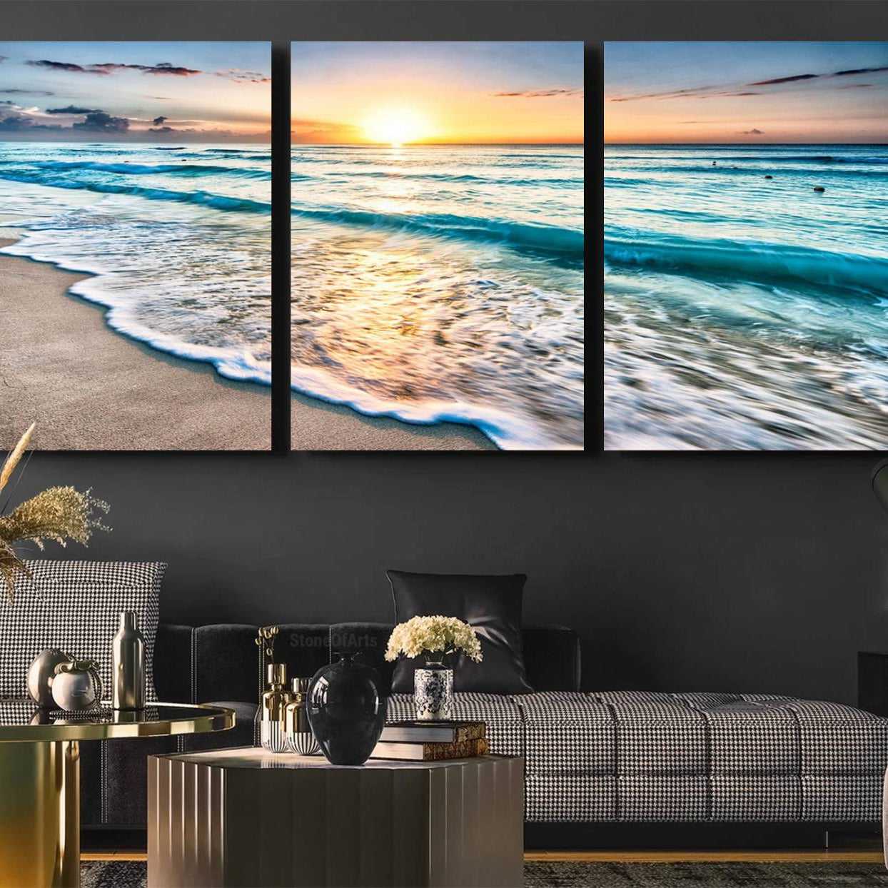 27815-MGV-CV-36X24-Coastal Sunset Wall Art Canvas, Ocean Beach Canvas Wall Art Beach Canvas, Coastal Sunset Tropical