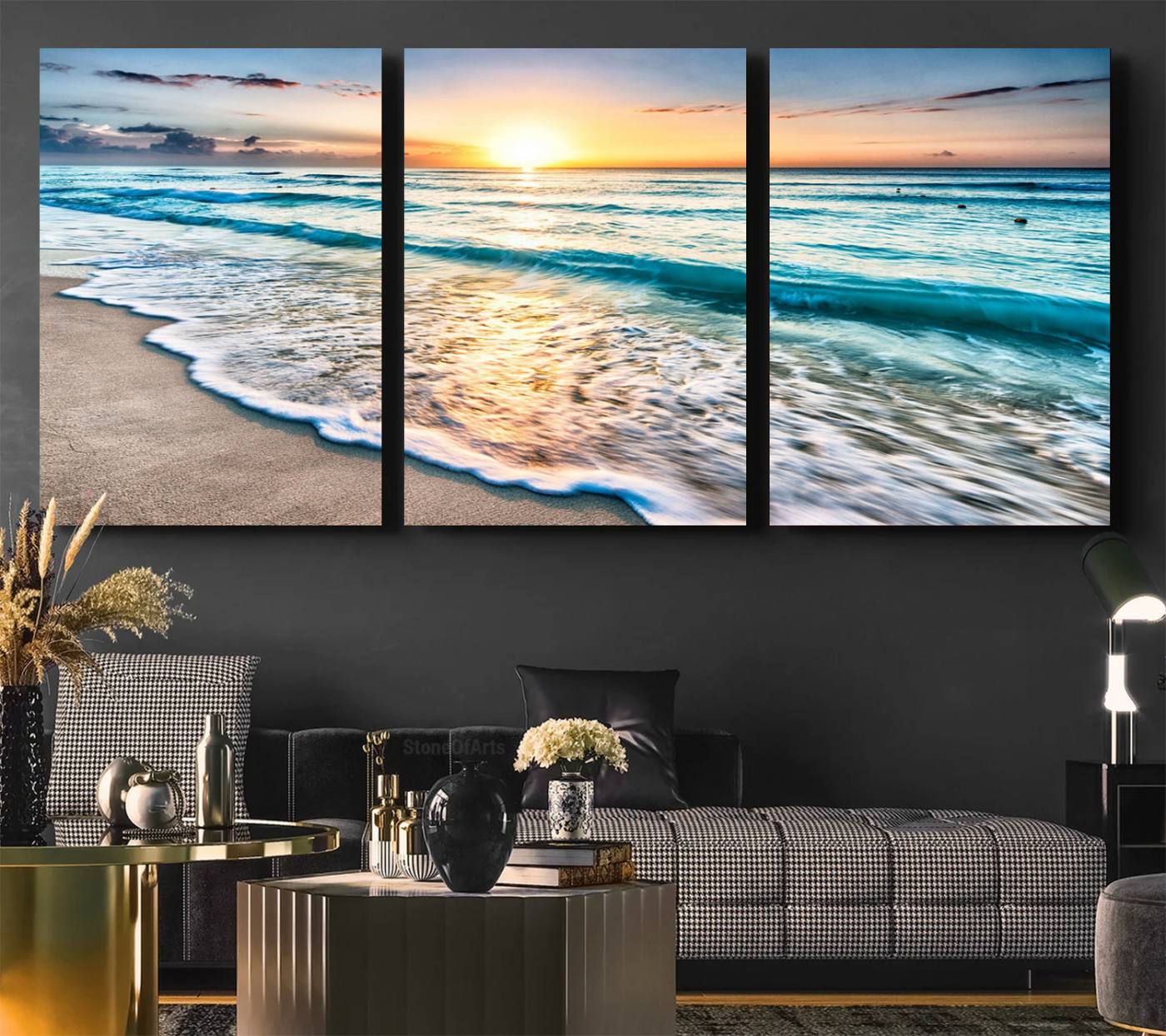 27815-MGV-CV-36X24-Coastal Sunset Wall Art Canvas, Ocean Beach Canvas Wall Art Beach Canvas, Coastal Sunset Tropical