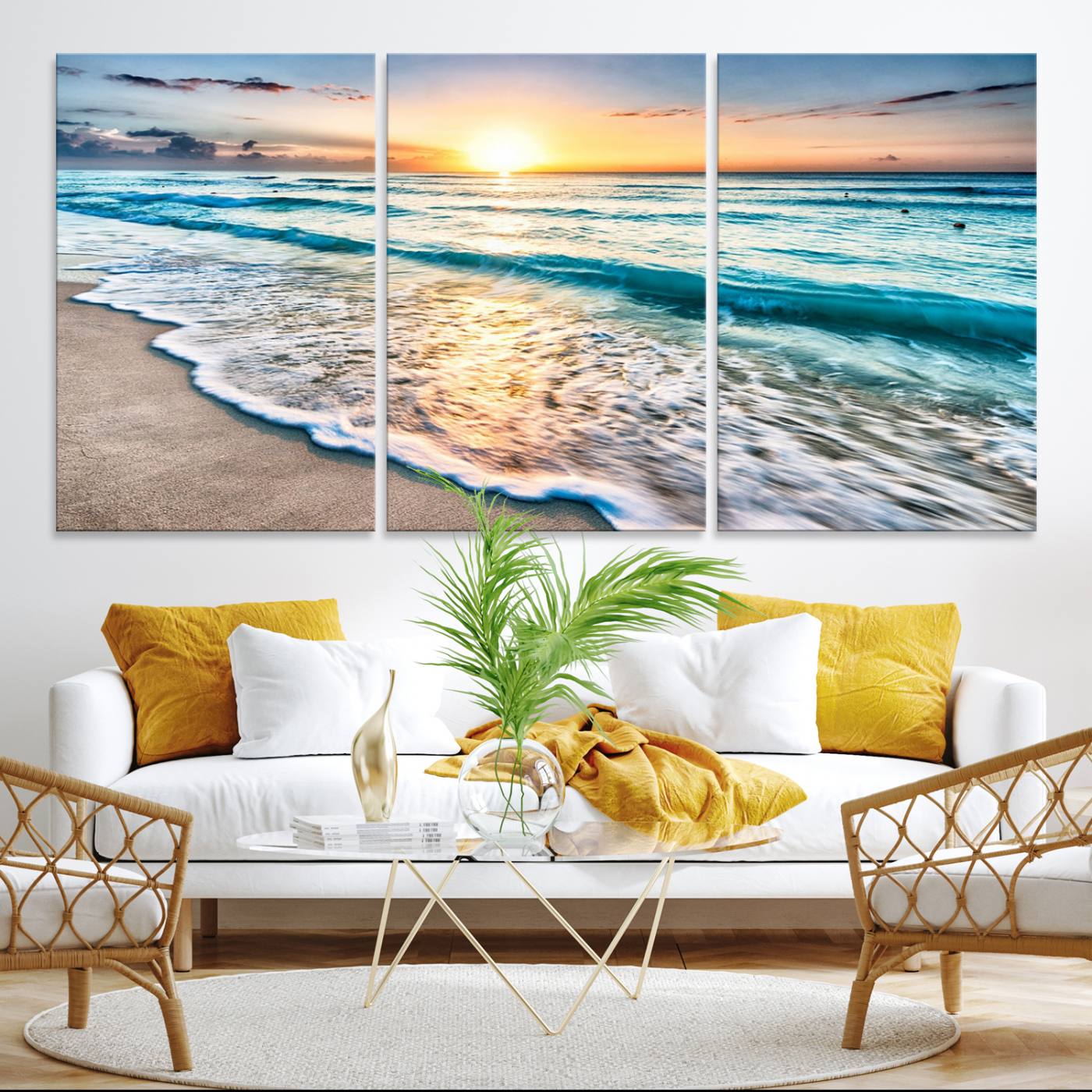 27815-MGV-CV-36X24-Coastal Sunset Wall Art Canvas, Ocean Beach Canvas Wall Art Beach Canvas, Coastal Sunset Tropical