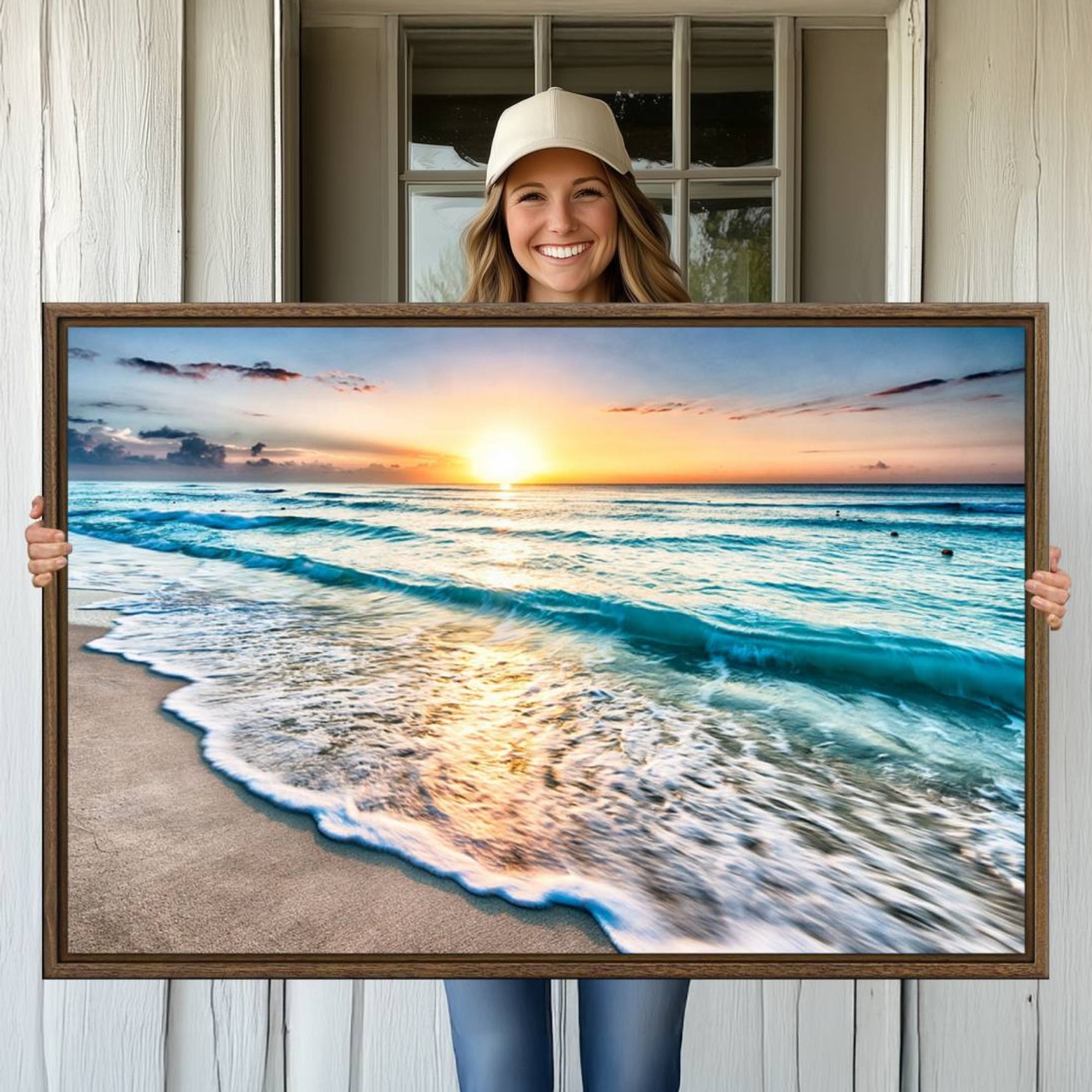 27815-MGV-CV-36X24-Coastal Sunset Wall Art Canvas, Ocean Beach Canvas Wall Art Beach Canvas, Coastal Sunset Tropical