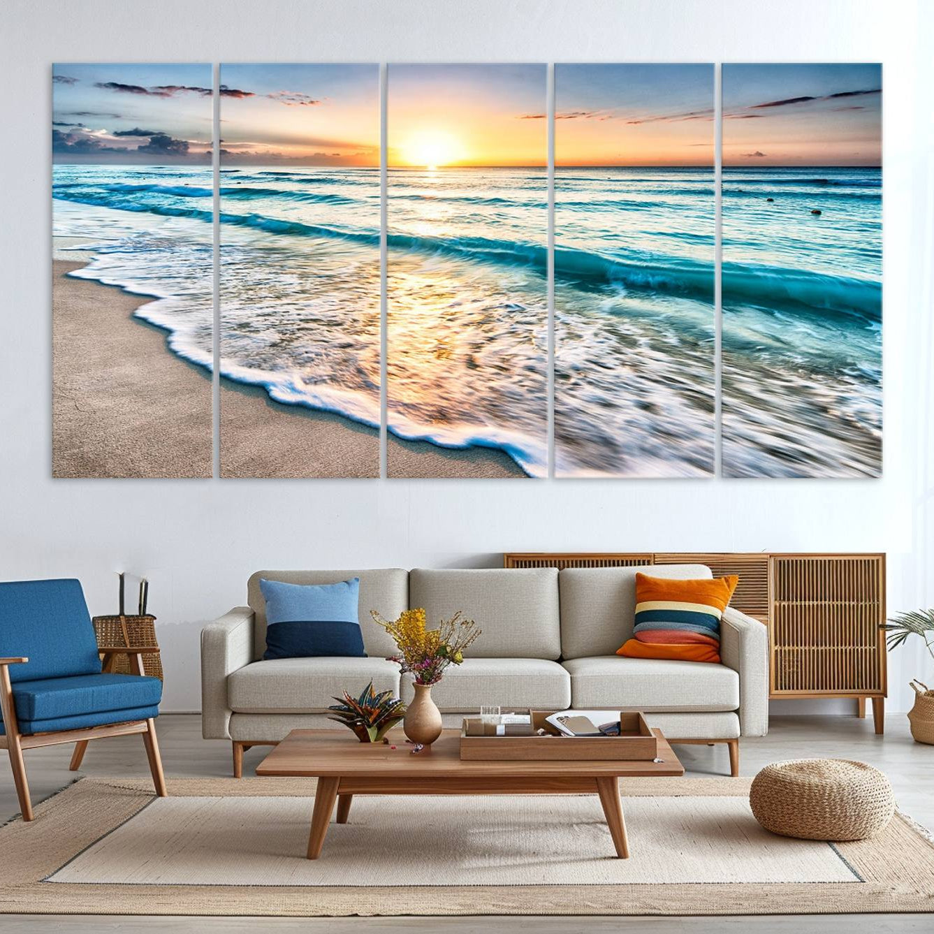27815-MGV-CV-36X24-Coastal Sunset Wall Art Canvas, Ocean Beach Canvas Wall Art Beach Canvas, Coastal Sunset Tropical