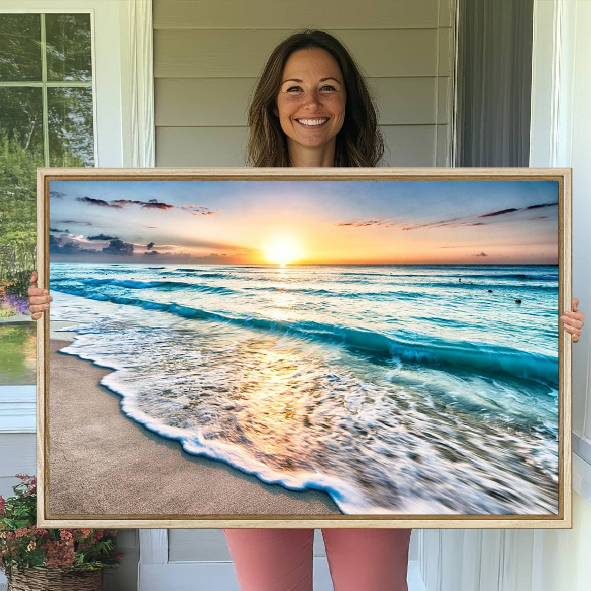 27815-MGV-CV-36X24-Coastal Sunset Wall Art Canvas, Ocean Beach Canvas Wall Art Beach Canvas, Coastal Sunset Tropical