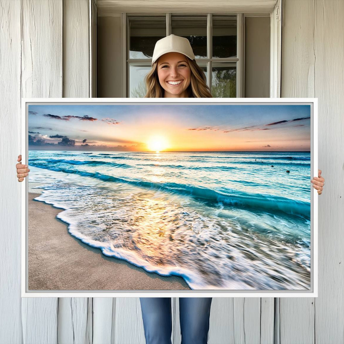 27815-MGV-CV-36X24-Coastal Sunset Wall Art Canvas, Ocean Beach Canvas Wall Art Beach Canvas, Coastal Sunset Tropical