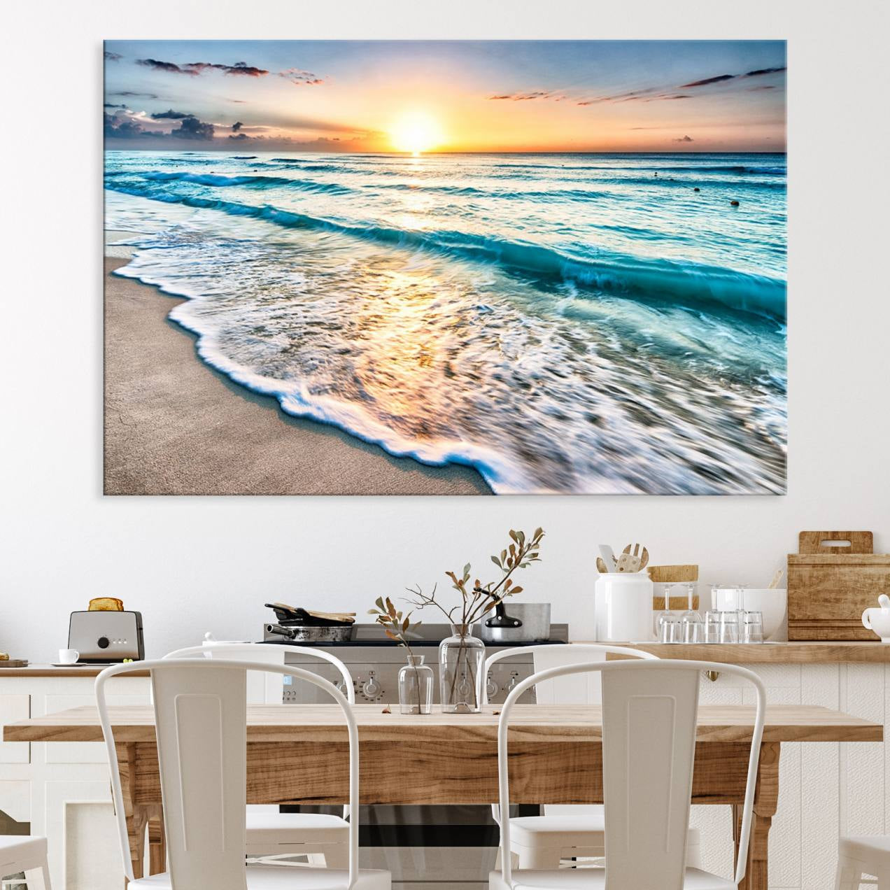 27815-MGV-CV-36X24-Coastal Sunset Wall Art Canvas, Ocean Beach Canvas Wall Art Beach Canvas, Coastal Sunset Tropical