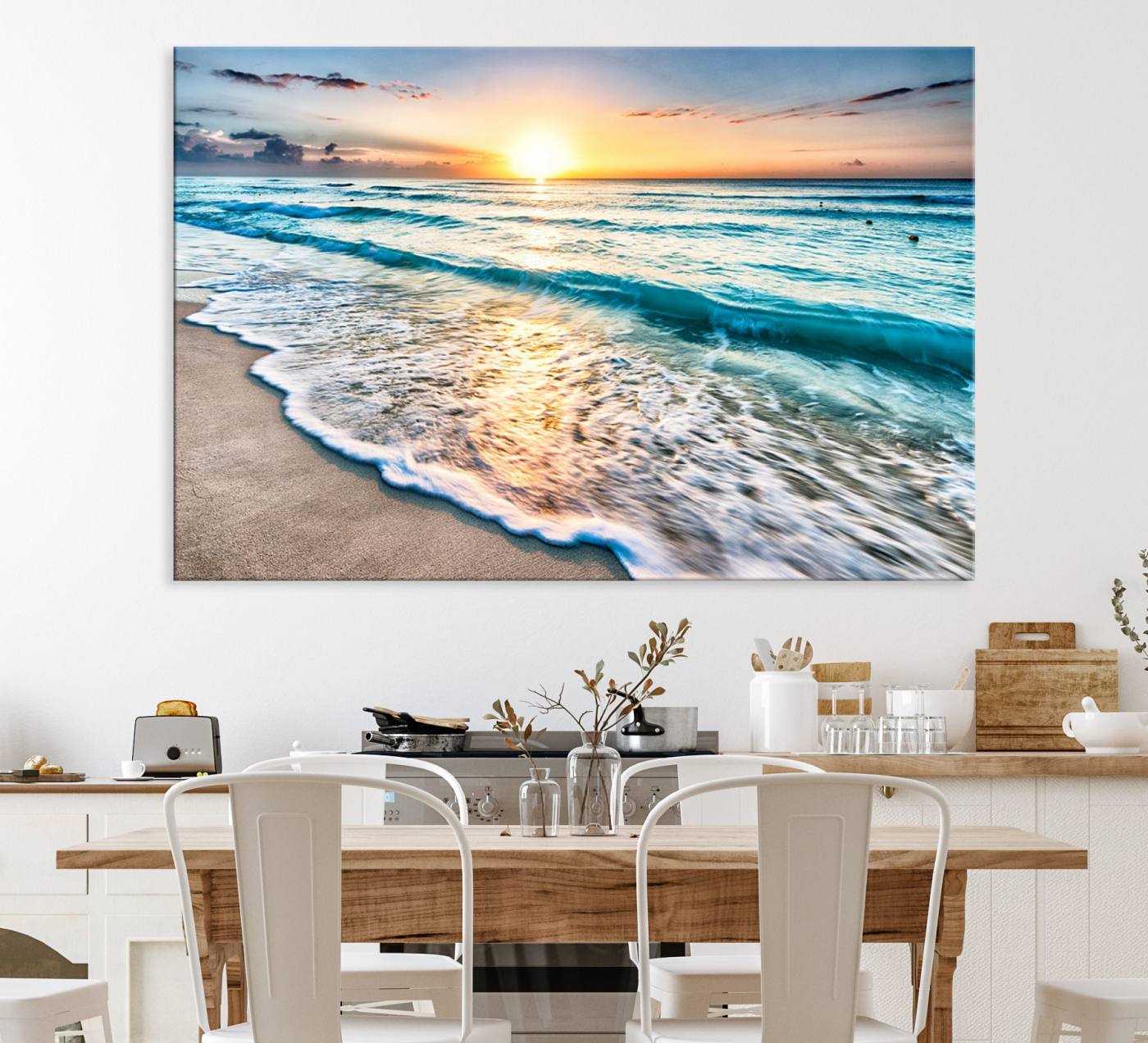 27815-MGV-CV-36X24-Coastal Sunset Wall Art Canvas, Ocean Beach Canvas Wall Art Beach Canvas, Coastal Sunset Tropical