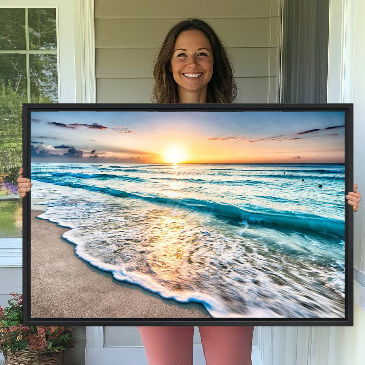 27815-MGV-CV-36X24-Coastal Sunset Wall Art Canvas, Ocean Beach Canvas Wall Art Beach Canvas, Coastal Sunset Tropical