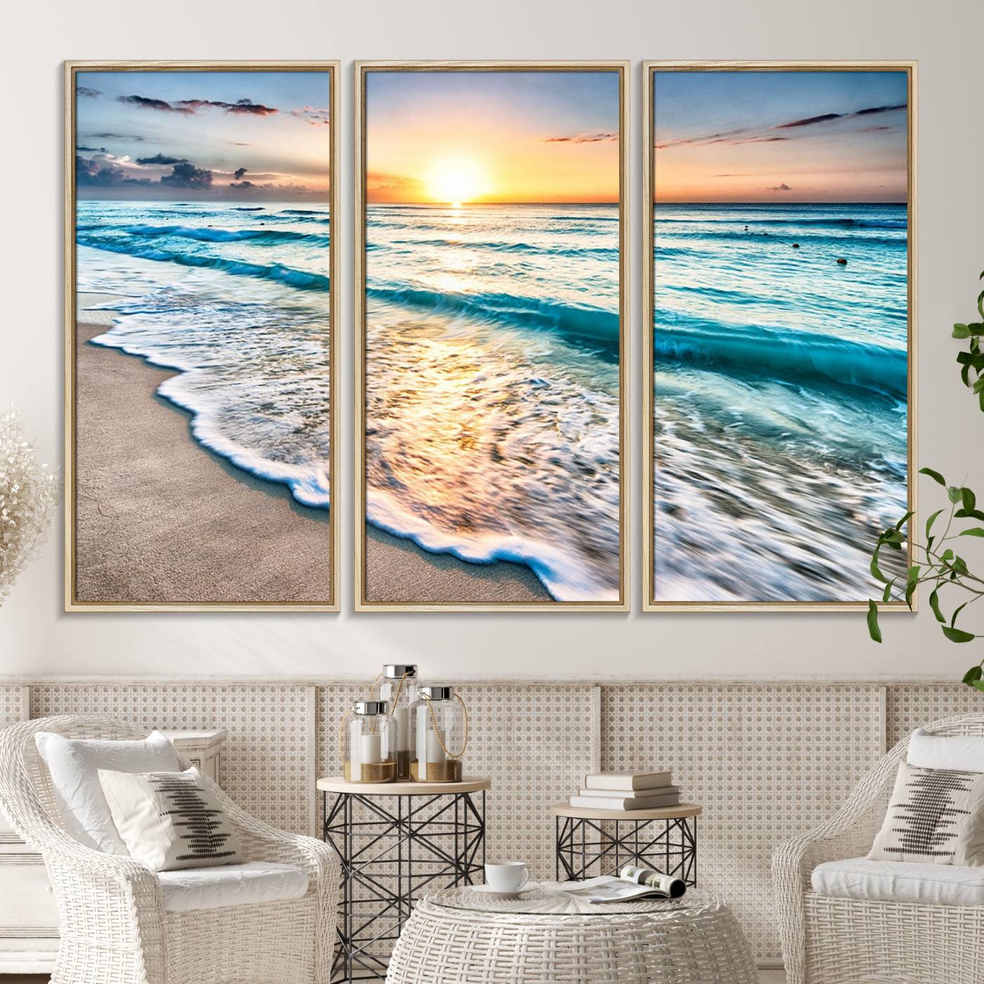 27815-MGV-CV-36X24-Coastal Sunset Wall Art Canvas, Ocean Beach Canvas Wall Art Beach Canvas, Coastal Sunset Tropical