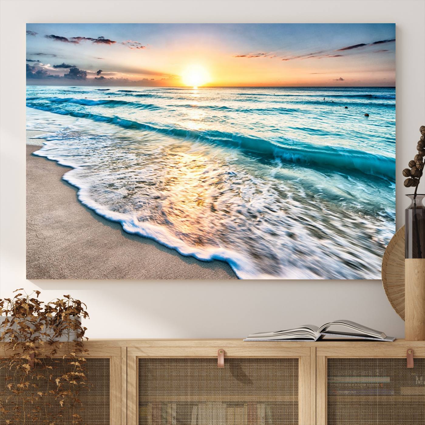 27815-MGV-CV-36X24-Coastal Sunset Wall Art Canvas, Ocean Beach Canvas Wall Art Beach Canvas, Coastal Sunset Tropical