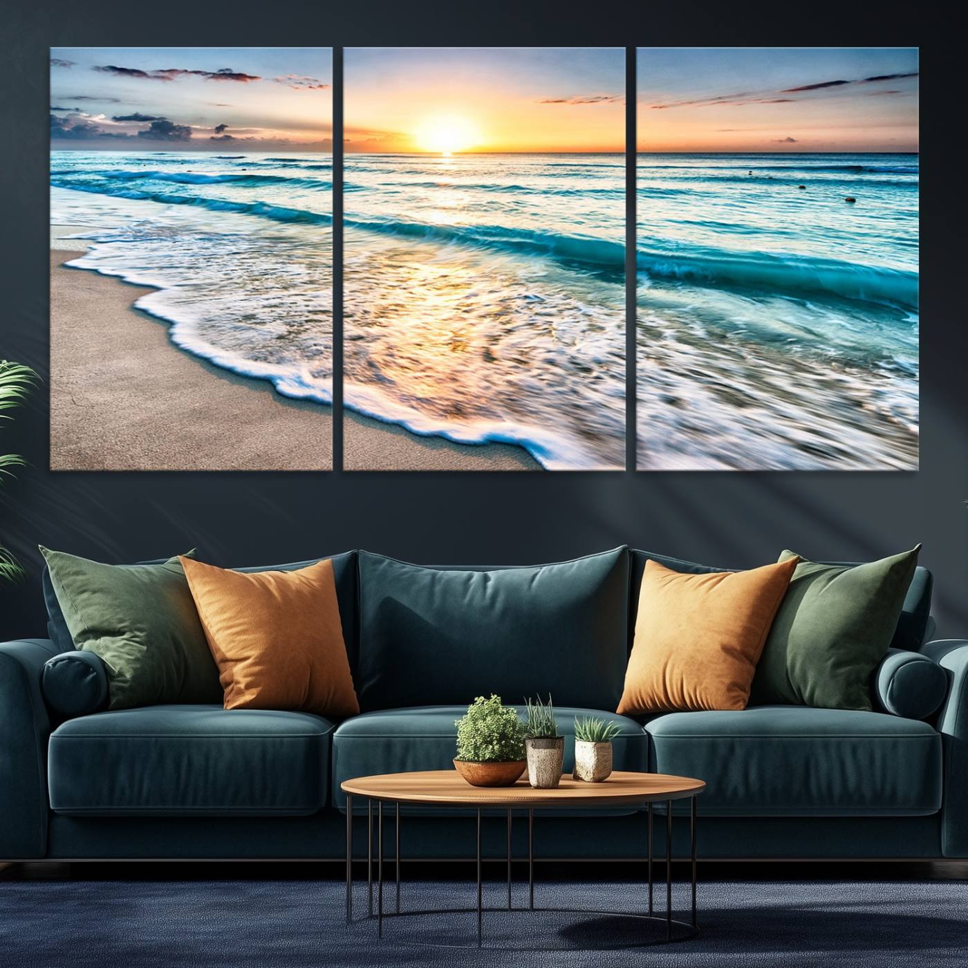 27815-MGV-CV-36X24-Coastal Sunset Wall Art Canvas, Ocean Beach Canvas Wall Art Beach Canvas, Coastal Sunset Tropical