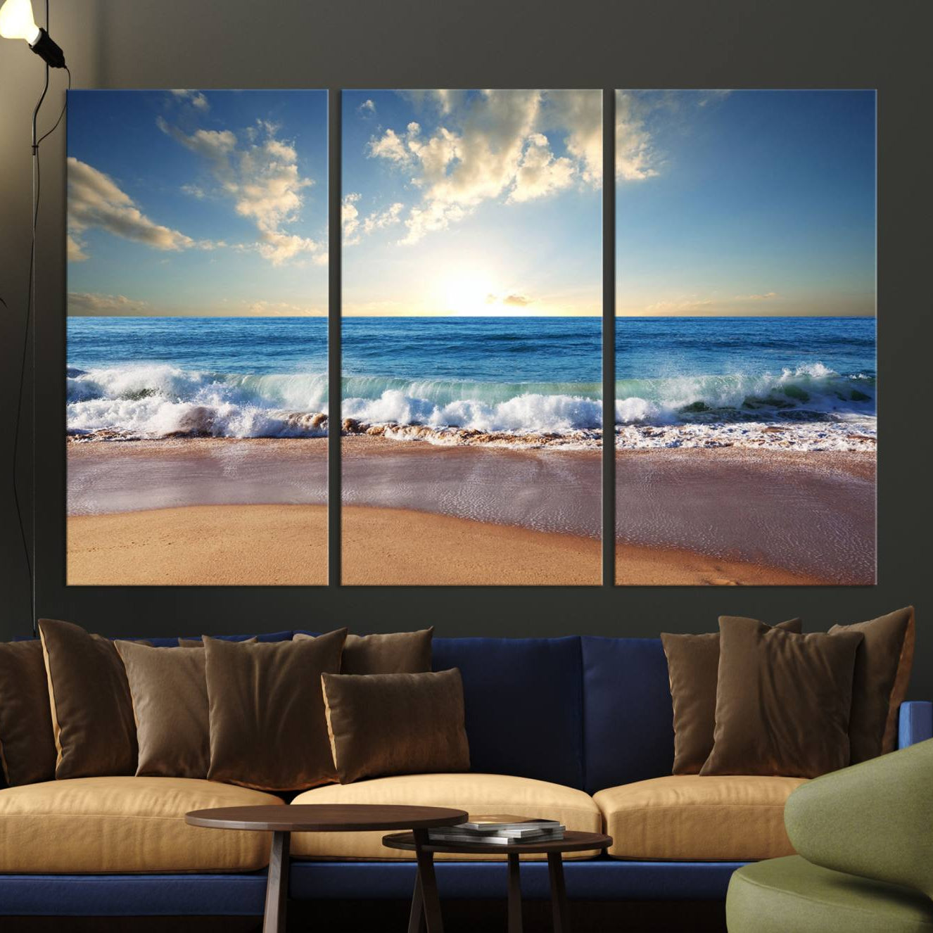 -Coastal Tropical Beach Sunset Canvas Wall Art Print