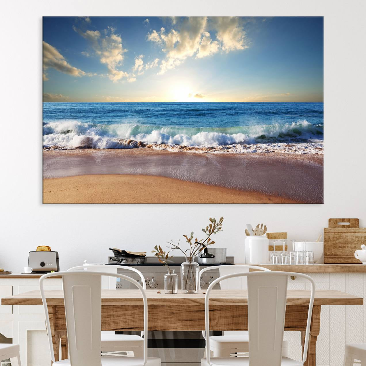 68257-MGV-CV-36X24-Coastal Tropical Beach Sunset Canvas Wall Art Print
