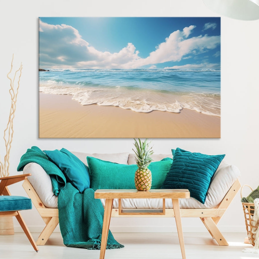 Edit-Images-Coastal Wall Art - Serene Ocean Canvas Print with Beach and Sunset Design for Timeless Home Decor