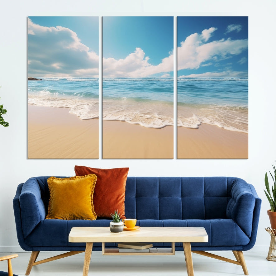Edit-Images-Coastal Wall Art - Serene Ocean Canvas Print with Beach and Sunset Design for Timeless Home Decor