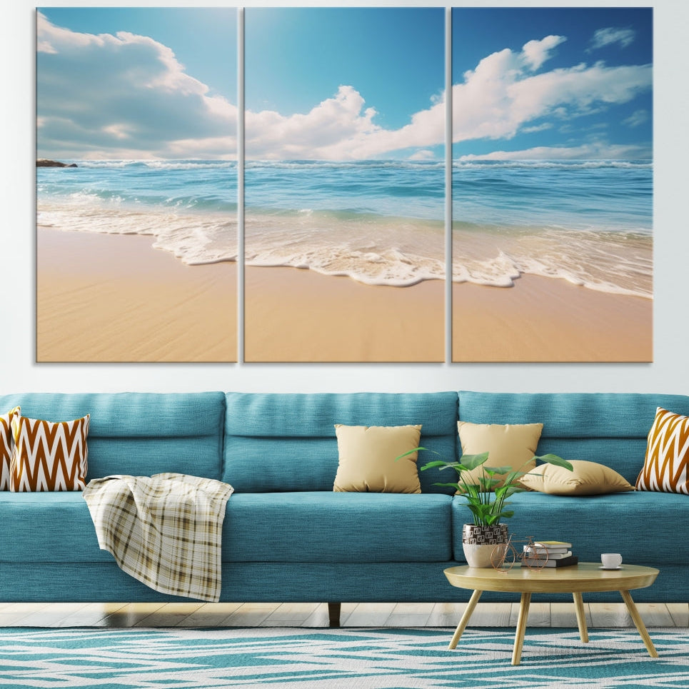 Edit-Images-Coastal Wall Art - Serene Ocean Canvas Print with Beach and Sunset Design for Timeless Home Decor