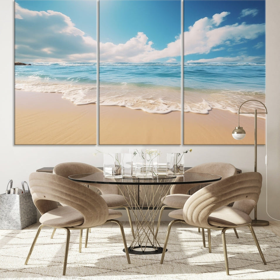 Edit-Images-Coastal Wall Art - Serene Ocean Canvas Print with Beach and Sunset Design for Timeless Home Decor
